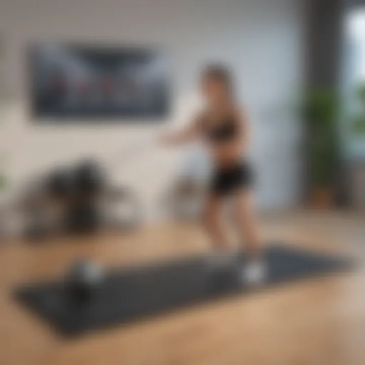 Virtual fitness platform interface showcasing a live workout session